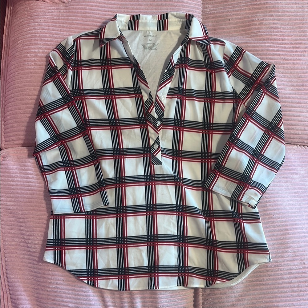 Plaid V-Neck Shirt